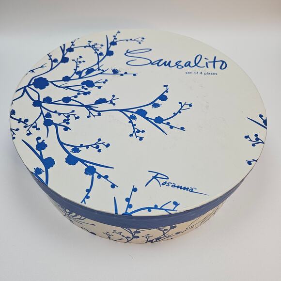 Rosanna Imports Set Four Dessert Plates Sausalito New in Round Original Box - Picture 1 of 7